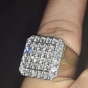 Heavy real 14k white gold real diamond ring